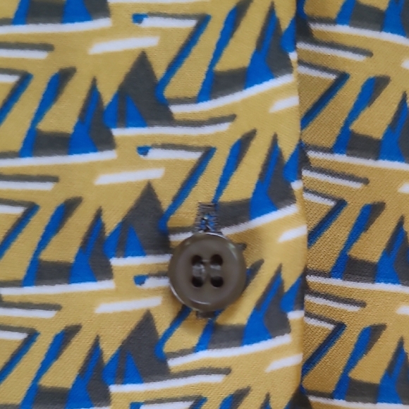 House of Harlow 1960 Gold & Blue Geometric Print Satin Blouse - Size XS - Picture 3 of 8